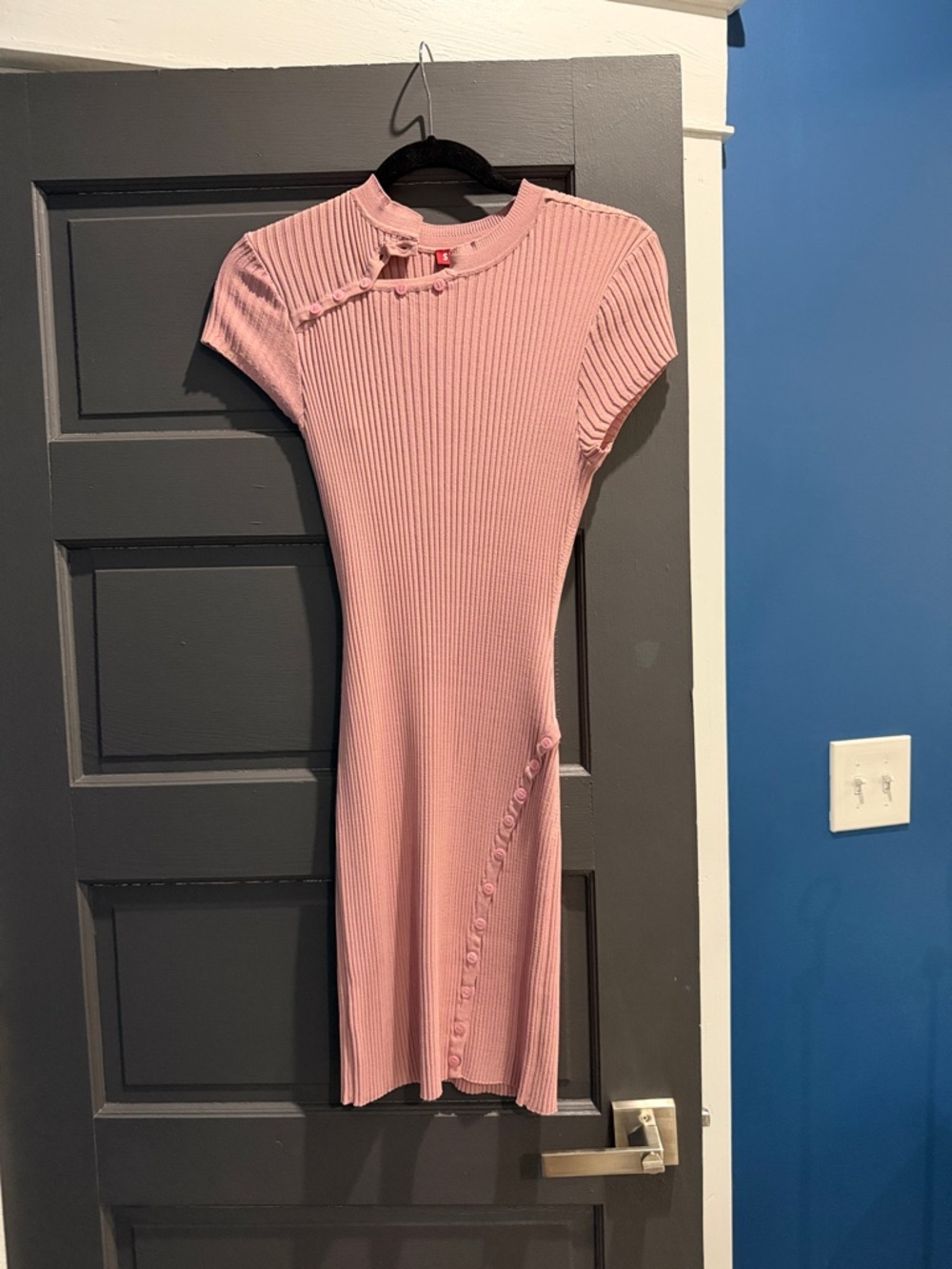 STAUD Ainsley Ribbed-Knit Minidress | Pink Ribbed Cap-Sleeve Mini Dress